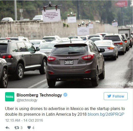 Uber拉美市场之路 无人机宣传成第一步