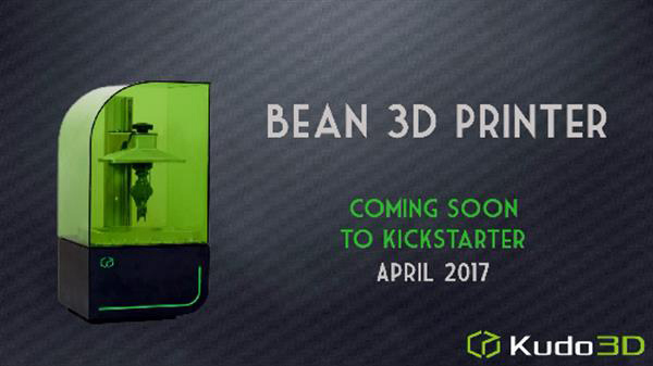 Kudo3D即将推出低成本的消费者桌面SLA 3D打印机Bean