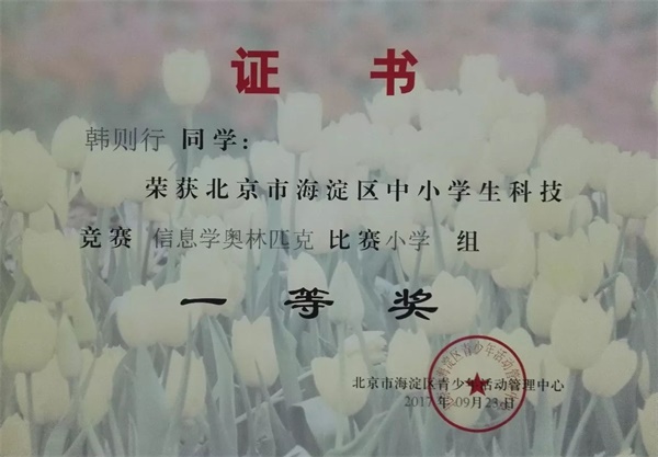 童程童美 | 2017年海淀区信息学奥赛获奖名单