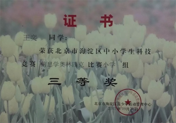 童程童美 | 2017年海淀区信息学奥赛获奖名单