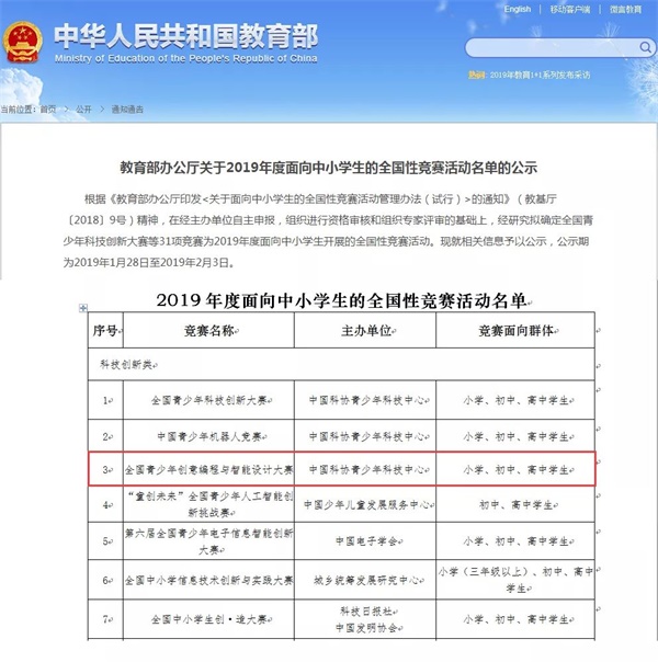 2019年北京青少年创意编程竞赛开始报名啦~ 